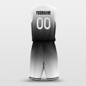 Custom <b>Black</b> White Gradient Basketball Uniform Set <b>Men</b> Sleeveless V Neck Jersey <b>Shorts</b> Teamwear Lightweight And Durable Uniform - Product Image 2