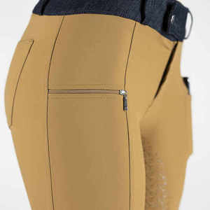 Pantalon d'équitation taille haute pour femme, long, couleur unie, avec poches zippées, en tissu respirant - Product Image 4