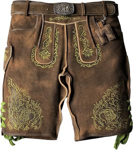 Pantalones de Cuero Bordados de Estilo Antiguo para Hombre, Talla Grande |   Pantalones Cortos de Cuero Bávaro con Aspecto Antiguo |   Hecho a Mano, Ecológico, para el Verano - Product Image 1
