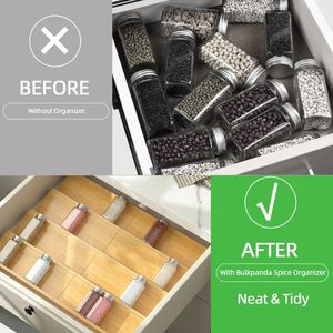 Portaspezie in bambù da 8 pezzi scatola portaoggetti con etichette 126 e 1 imbuto Organizer da cucina 10 lattine L26 W18.9 - Product Image 5