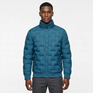 Chaqueta Azul para Hombre, Cuello Alto, Cierre de Cremallera, Cortavientos, Abrigo Casual de Invierno, Relleno de Fibra de Poliéster Gruesa, Corte Regular - Product Image 5