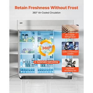 Attrezzatura di Refrigerazione per Cucine Commerciali, Frigorifero Verticale a Tre Porte in Acciaio Inox da 183 cm di Larghezza e 149 Litri - Product Image 2