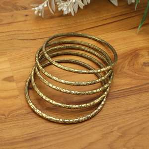 Golden Textured minimalist Bangles Vintage Style Stackable <b>Bracelets</b> Bohemian Jewelry, Minimalist Everyday Wrist Jewelry Gift - Product Image 3