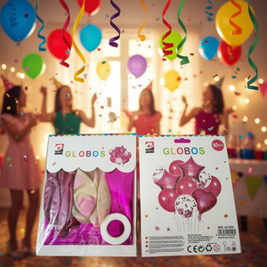 Ballons de fête roses assortis Marque GLOBOS - Product Image 2