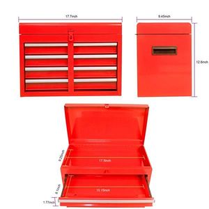 Cassettiera Portautensili Rossa in Ferro a 5 Cassetti Staccabili con Ruote Bloccabili e Un Ripiano Regolabile per Officina e Conservazione Attrezzi - Product Image 6