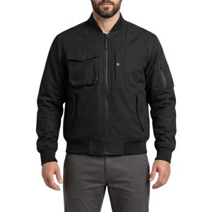 Solid Black Tactical Durable Bomber <b>Jacket</b> Oversized Cargo Chest Pockets Stand Collar Utility <b>Zip</b> <b>Up</b> Winter <b>Jackets</b> - Product Image 1
