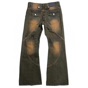 Pantalones Cargo de Mezclilla Lavada para Hombre, Estilo Utilitario de Algodón de Peso Medio con Múltiples Bolsillos y Cremalleras, para Otoño - Product Image 1