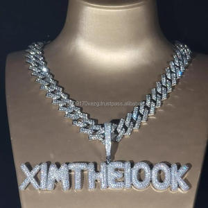 Luxury Moissanite Diamond " XMTHEBOOK " <b>Letter</b> Pendant With Cuban Chain Full Iced Out Hip Hop Necklace - Product Image 3