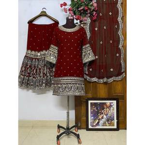 Conjunto de Top y fondo de mujer de diseñador con Dupatta para ropa de fiesta - Product Image 1