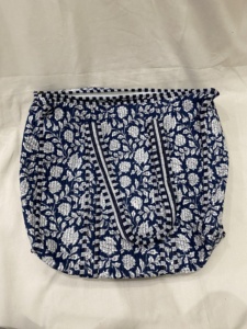 Silkgram Blue Floral Pattern 100% Cotton Textile Shopping <b>Bag</b> with Zipper Closure Long Handle <b>Medium</b> <b>Size</b> Daily Use Rajasthan - Product Image 3