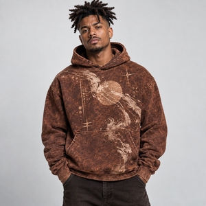 Trendy mens acid wash <b>hoodie</b> offering cozy comfort distinctive color effect relaxed fit and lasting <b>stitching</b> for everyday - Product Image 1