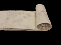 Tissu brodé en coton blanc de qualité supérieure - Motif floral complexe en cordon pour vêtements et artisanat de luxe
