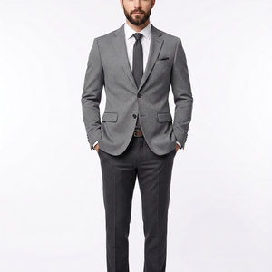 Premium Men's Girls' Gray Solid Blazer <b>Jacket</b> Viscose Polyester Woven Wrinkle Resistant Lightweight Stretch Quick-Dry Breathable - Product Image 1