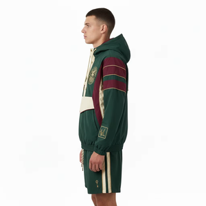 Unisex Solid Hooded Casual Spring Jacket and Shorts Set Windproof 100% <b>Polyester</b> <b>Tracksuit</b> with Elastic Waist OEM Service - Product Image 3