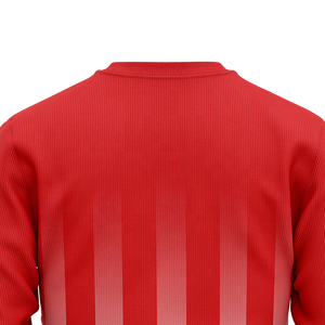 <b>Men's</b> <b>Red</b> White Striped Crew Neck Sweatshirt Custom Logo Sleeve Print Pullover Long Sleeve Team Training Top Bulk Winter Wear - Product Image 5