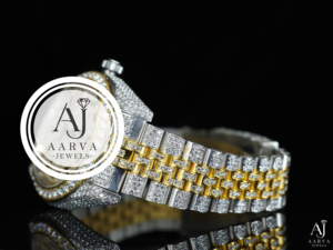 Diamond Inlay <b>Mechanical</b> <b>Watch</b> Stainless Steel Two-Tone Bracelet Sapphire Crystal Dial Jewelry Style Unisex Adult Daily Wear - Product Image 3
