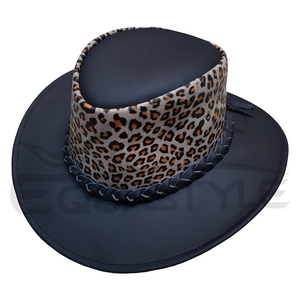 Sombrero de Vaquero de Cuero con Pelo de Vaca, Corona de Leopardo, Unisex, para Viajes al Aire Libre, Diseño Personalizado OEM, Sombreros de Moda Occidental para las Cuatro Estaciones - Product Image 1