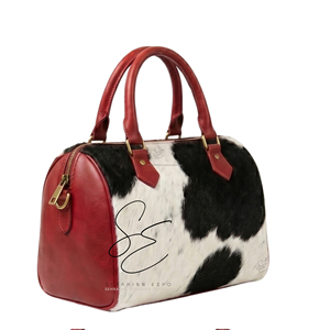 Custom Hair On Cowhide Speedy Bag Genuine Leather Duffel <b>Handbag</b> for Women Travel Tote Bag with Detachable Shoulder Strap - Product Image 2