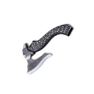 Hacha para Pizza Vikinga Hecha a Mano de Acero al Carbono de Damasco, Hoja Larga con Patrón de Gota de Lluvia, Mango de Madera, Cortador de Pizza THEWIZ CRAFTS, 3 Años de Garantía - Product Image 1