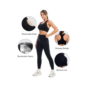Conjunto de 3 piezas: Sujetador con tiras, leggings cortos y cómodos con efecto levanta glúteos, y banda de resistencia para gimnasio, uso interior/exterior y entrenamiento activo. - Product Image 5