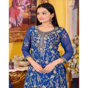 Traje Lehenga de fiesta para mujer de diseñador con trabajo bordado de secuencia - Product Image 4