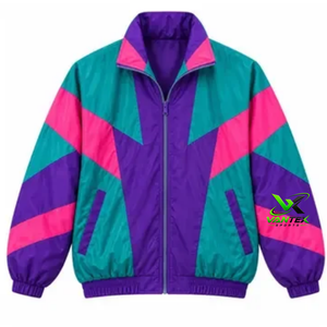 Chaqueta Cortavientos Ligera de Poliéster con Bloques de Color Estilo Y2K Vantex para Mujer, Chaqueta Deportiva Retro con Cierre de Cremallera, Cuello Alto y Logotipo - Product Image 5
