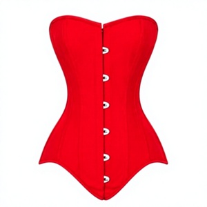 Corset gainant en coton rouge pour femme, maintien ferme, fermeture avant à agrafes, respirant, contrôle du ventre, taille adulte - Product Image 1
