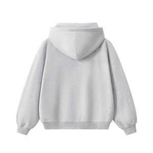 เสื้อฮู้ดซิปผู้ชายทรงบ็อกซี่ 400 GSM ผ้าคอตตอนสีขาวพิมพ์โลโก้ตามสั่ง ไซส์ใหญ่พิเศษ พร้อมซิป - Product Image 2