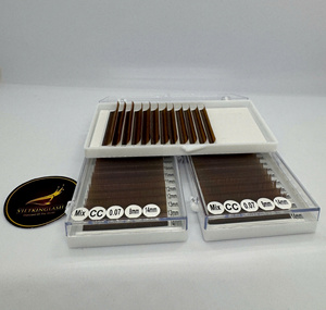 12 Rowes Dark Brown Matte Flat Ellipse Individual Eyelash Soft Split Tips False Lashes Natural Black <b>Hand</b> <b>Made</b> Flat Extensions - Product Image 6