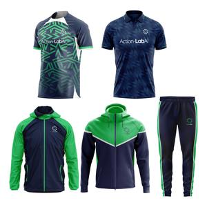 Ensemble uniforme de football sublimé 100 % polyester à manches courtes pour adultes – Maillot de football col en V et short de football avec cordon de serrage - Product Image 1