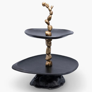 Présentoir à gâteaux moderne à deux niveaux en acier inoxydable, de qualité supérieure, élégant et fonctionnel, pour la décoration de tables d'hôtel et de mariage - Product Image 3
