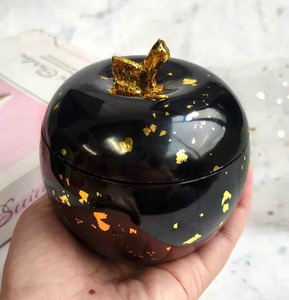 Pot décoratif moderne en résine avec couvercle, fait main, pour rangement cuisine, salle de bain, thé, café, bonbons - Product Image 1