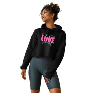 Sweat à capuche court noir pour femme Love Yourself, pull à capuche court en molleton doux, haut décontracté et tendance pour tous les jours - Product Image 2