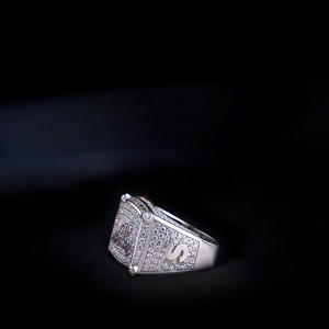 Anillo de Lujo con Letra P de Moissanita, Chapado en Plata de Ley, Estilo Hip Hop para Hombre, Joyería de Moda - Product Image 1