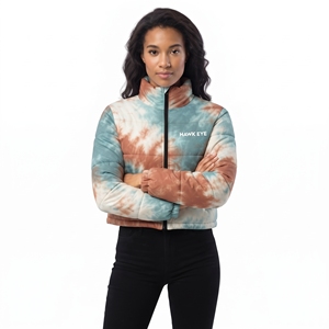 Chaqueta Acolchada Personalizada para Mujer, Corta, Cálida para Invierno, con Estampado Tie Dye por Sublimación, Cierre Completo, Estilo Urbano - Product Image 6