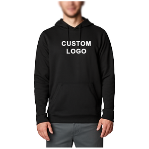 Sweat-shirt à capuche noir personnalisé avec logo, en coton French Terry pour homme, décontracté, pour l'automne, avec poche avant, imprimé, coupe classique - Product Image 1
