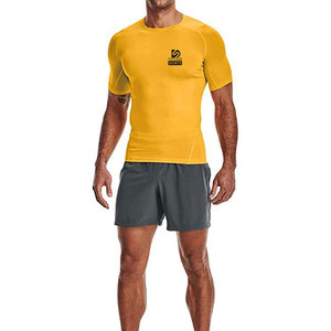 T-shirts de compression pour hommes avec logo personnalisé, faible MOQ, vêtements de sport, tissu éco-responsable, séchage rapide, respirant, en Spandex/Polyester, nouvelle arrivée - Product Image 2