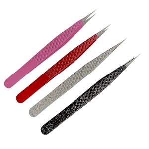 Pinzas para Pestañas DANTRIC IMPLANTS AD-652 de Acero Inoxidable de Precisión, 10 mm, Punta Suave, Agarre Perfecto, Color Negro/Gris/Rojo/Rosa - Product Image 4