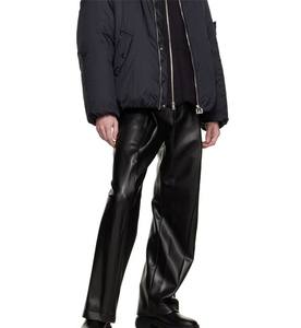 Pantalones de Cuero Originales Personalizados de Alta Calidad, Pantalones de Cuero Estilo Hip Hop, Pantalones Rectos con Rayas Curvas para Hombre - Product Image 3