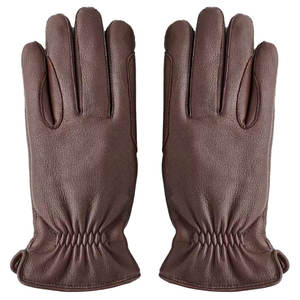Gants d'hiver pour hommes en cuir noir et peau de mouton, compatibles avec les écrans tactiles - Product Image 1