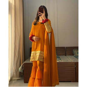 Top de fiesta hermosa para mujer y Plazzo con conjunto de Dupatta elegante - Product Image 1