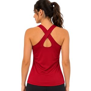 Camiseta Deportiva Personalizada para Mujer, Color Rojo, Estilo Racerback, Sin Mangas, Absorbe la Humedad, para Gimnasio, Yoga, Fitness, Running, Deportes, Diseño Personalizado OEM - Product Image 2