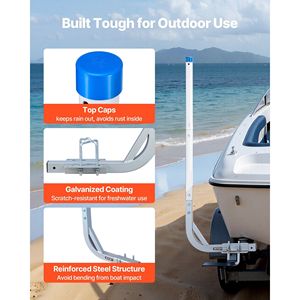 เสาเหล็กปรับระดับได้ 2 ชิ้น ความแข็งสูง ขนาด 30.5 นิ้ว/47.5 นิ้ว สำหรับรถพ่วงเรือและเรือยนต์ พร้อมตัวนำทางความแข็งแรงสูง - Product Image 5