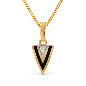 สร้อยคอจี้เพชรเคลือบเงาแบบเปิดรูปตัววี - Product Image 1