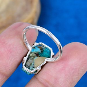Anillos de Plata de Ley 925 con Turquesa Natural en Forma de Ataúd - Product Image 4