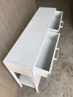 Table console en métal blanc pour entrée, table de canapé, bureau de couloir avec tiroirs et étagère ouverte pour salon