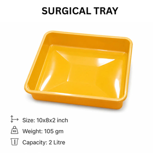 Plateau chirurgical en plastique 10x8x2 pouces, durable, usage hospitalier, capacité 2 litres - Product Image 1