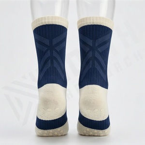 <b>Crew</b> <b>Socks</b> Navy Blue With White Trim Breathable Knitted For Running Adults Spring Season Standard Thickness - Product Image 2