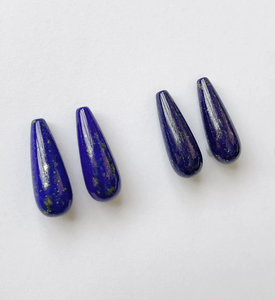 ลาพิส ลาซูลี รูปทรงหยดน้ำ เจาะด้านบน แบบคาโบชอง พลอยหลวม สีน้ำเงินธรรมชาติ ราคาส่งจากโรงงาน สำหรับทำเครื่องประดับเงินและทอง - Product Image 3