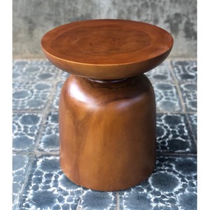 Modern Solid Suar Wood Pedestal Side Table Round Top Minimalist <b>Stool</b> Handcrafted Wooden End Table for Living Room Bedroom Decor - Product Image 2